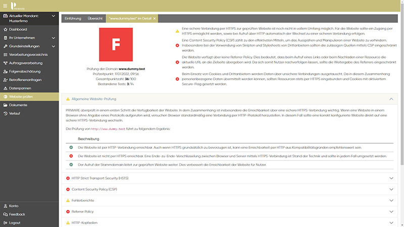 Priware - Website-Prüfung